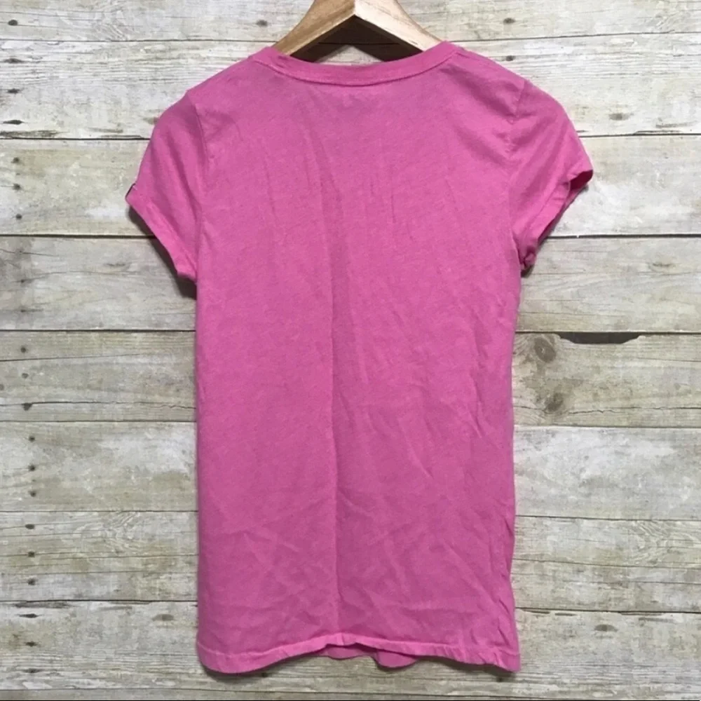 Vintage PINK Victoria's Secret iridescent peace sign graphic tee size medium - Picture 6 of 7